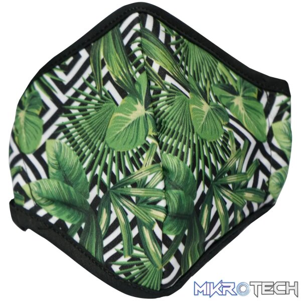 Anti-Microbial Printed Mask Ladies Leaves - Green - Image 6