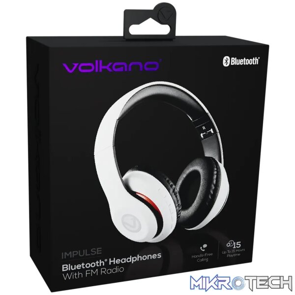Volkano Impulse Series Bluetooth Headphones - White - Image 3