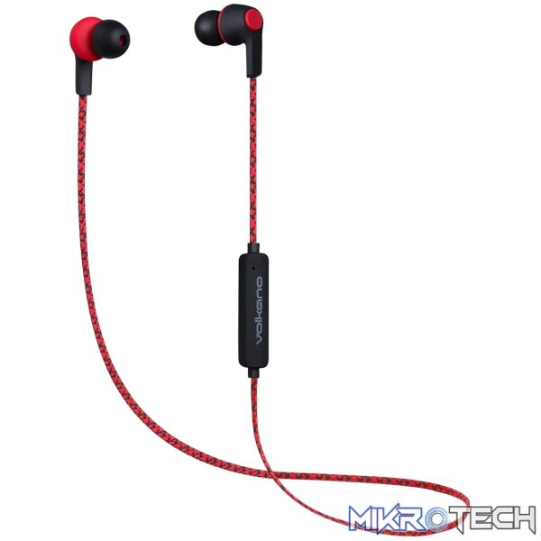 Volkano Moda- Nylon Bluetooth Earphones with Carry case-RD - Image 3