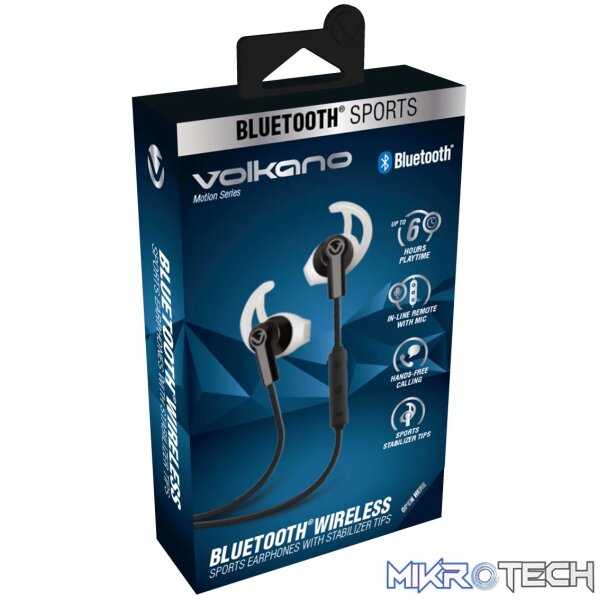 Volkano Motion Bluetooth Sports Earphones - Black/Grey - Image 3