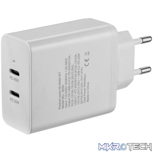 Volkano Potent Duo series 65W Dual PD Compact Wall Charger - Image 3