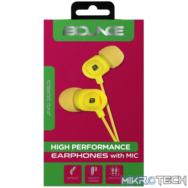 Bounce Jive Series Earphones - Yellow - Image 2
