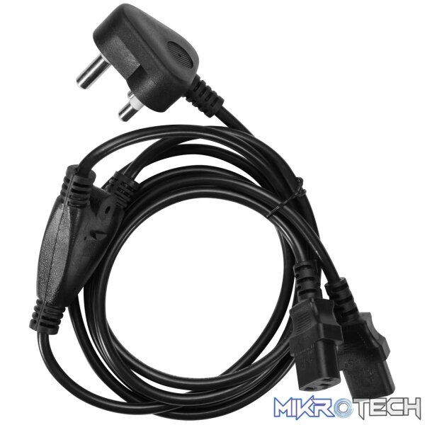 Power Cable Double 3 pin IEC 1.8m 10A - black - Image 3