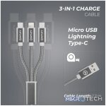 Amplify Linked Series 3 in 1 Charge cable - Gun Metal 1.2m - Image 4
