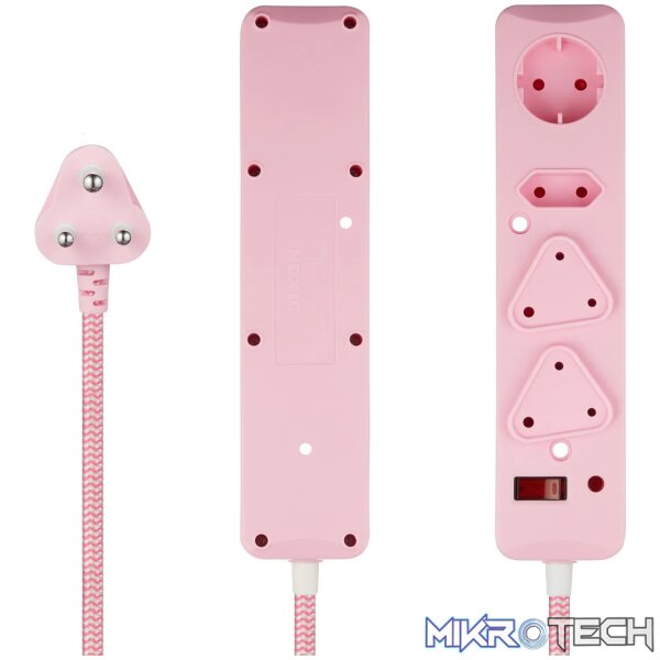 SWITCHED 4 Way Medium Surge Protected Multiplug 0.5M Pink - Image 4