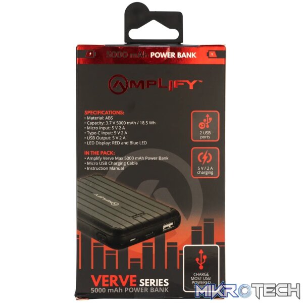 Amplify Verve 5,000 mAh Powerbank - Black - Image 4