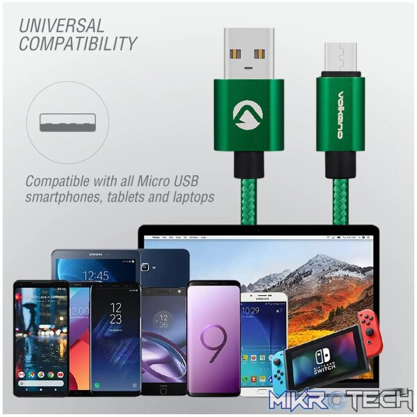 Volkano Fashion series cable Micro USB 1.8m - Apple Green - Image 4