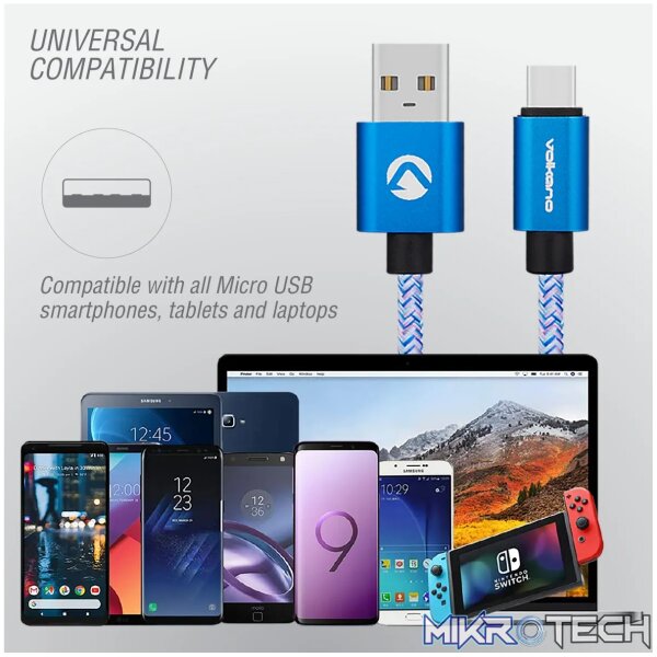 Volkano Fashion series cable Micro USB 1.8m - Sky-Blue - Image 4