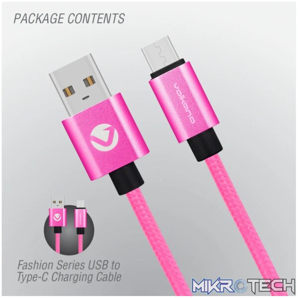 Volkano Fashion series cable Type-C 1.8m - Lumo - Pink - Image 4