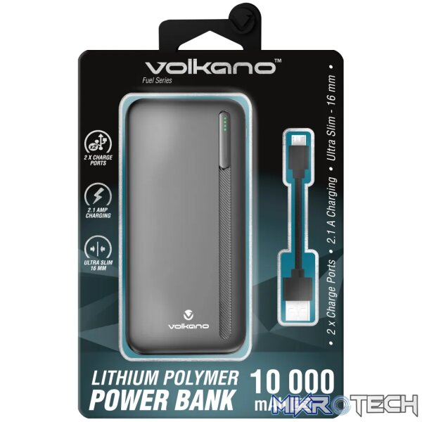 Volkano Fuel Series 10,000 mAh Powerbank ? Black - Image 3
