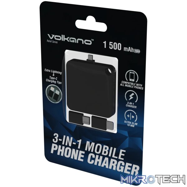Volkano Relief Series 1,500 mAh 3-in-1 Mobile Phone Charger - Image 4