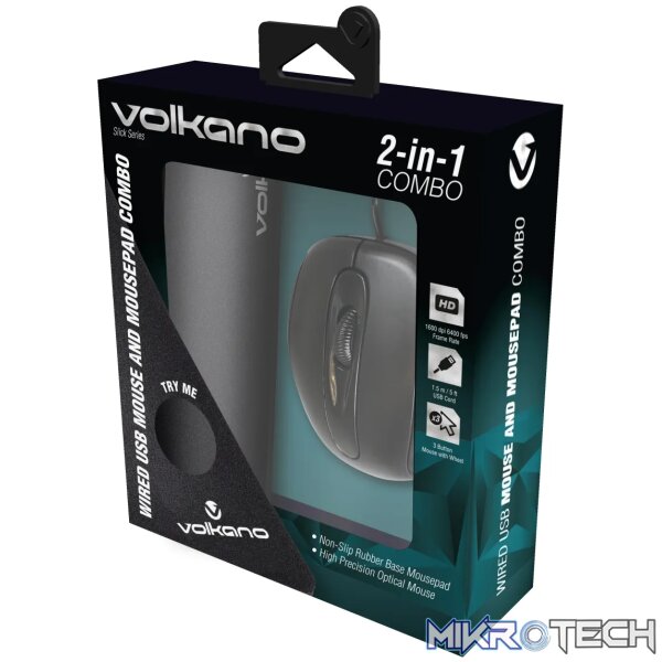 Volkano Slick series wired USB mouse with mousepad combo - Image 4