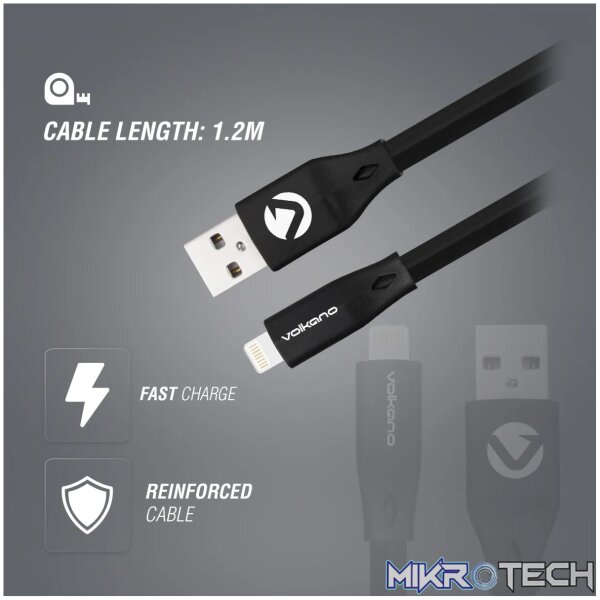Volkano Slim Series Lightning Cable- Black - Image 4