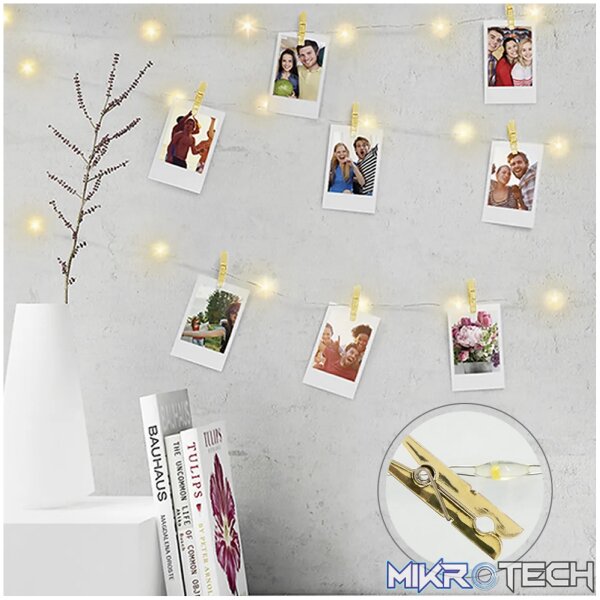 Volkano Twinkle Series Mini LED Clip String Lights - Gold - Image 4
