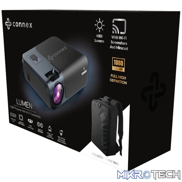 Connex Lumen series 1080P Projector with WIFI - Black - Image 5