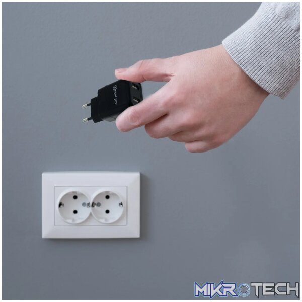 Amplify Dual USB Wall Charger with Micro Cable - Black - Image 5
