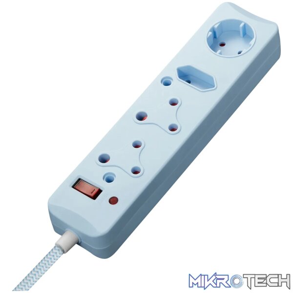 SWITCHED 4 Way Medium Surge Protected Multiplug 0.5M Blue - Image 3