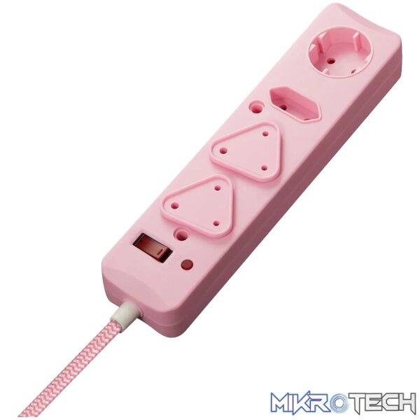 SWITCHED 4 Way Medium Surge Protected Multiplug 0.5M Pink - Image 5