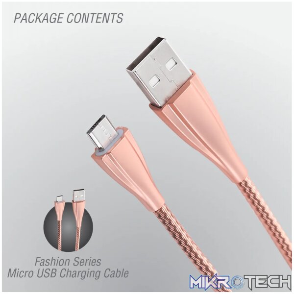 Volkano Fashion series cable Micro USB 1.8m - Rose Gold - Image 5