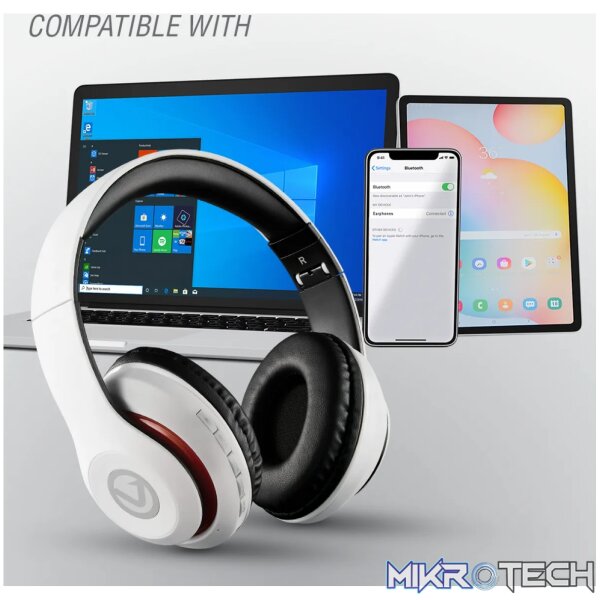 Volkano Impulse Series Bluetooth Headphones - White - Image 5