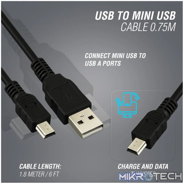 Volkano Mini Connect series USB to Mini USB cable 0.75m - Image 5