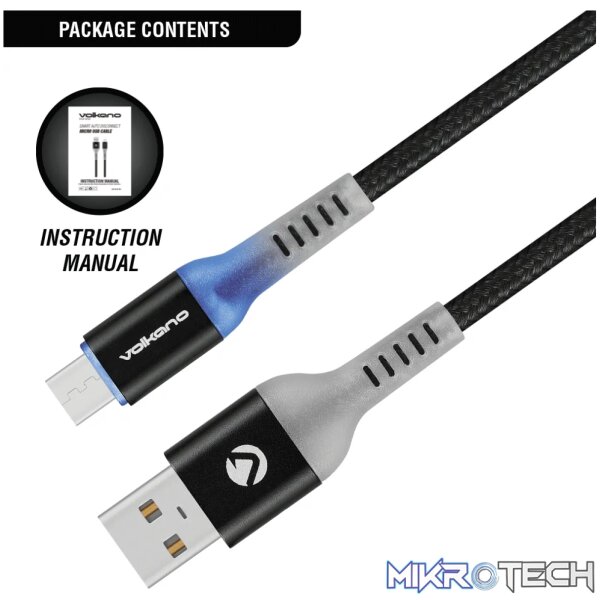 Volkano Smart series Auto Disconnect Micro USB cable, 1.8m - Image 5