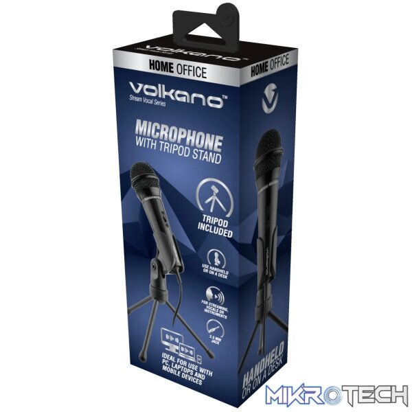 Volkano Stream Vocal Microphone with tripod, Aux - Image 5