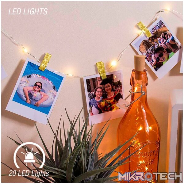 Volkano Twinkle Series Mini LED Clip String Lights - Gold - Image 5