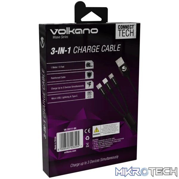 Volkano Weave Series 3 in 1 Charging Cable - Image 5