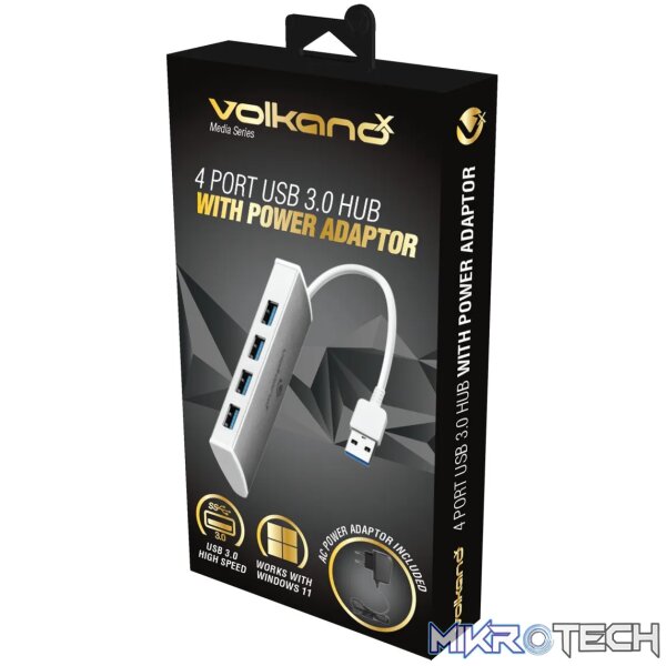 VolkanoX Media series 4 port USB hub with power cable - Image 10