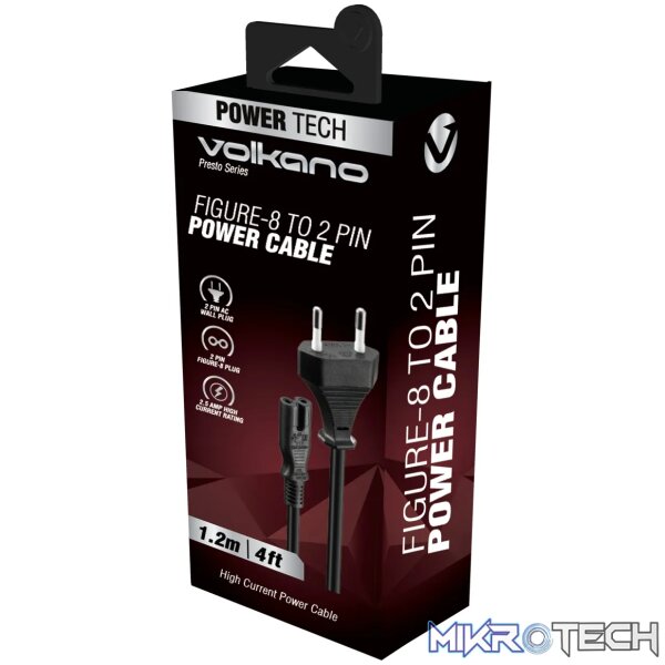 Power Cable 2 pin Figure 8  to 2 Pin 1.2m 5A - black - Image 6