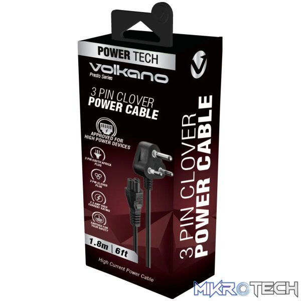 Power Cable 3 pin Clover  to Type-M 1.8m 2.5A - black - Image 5