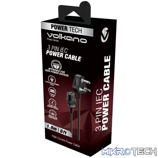 Power Cable 3 pin IEC to Type-M 1.8m 10A - black - Image 6