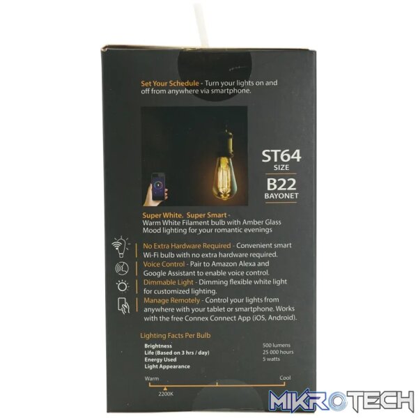 Smart WiFi Bulb 5W LED Amber Filament Vintage Bayonet - Image 6