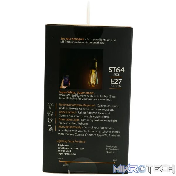 Smart WiFi Bulb 5W LED Amber Filament Vintage Screw - Image 5