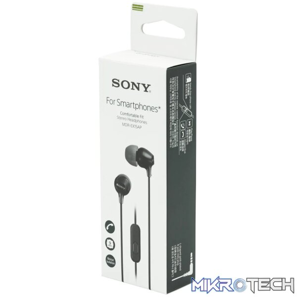 Sony MDR-EX15AP (Black) InEar Earphone with Mic for iPhone - Image 2