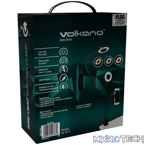 Volkano Insta series Ring light, phone holder, desk clamp - Image 5