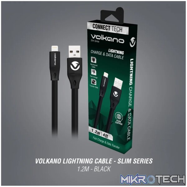 Volkano Slim Series Lightning Cable- Black - Image 6
