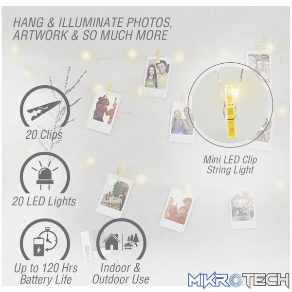 Volkano Twinkle Series Mini LED Clip String Lights - Gold - Image 6
