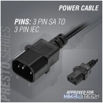 Power Cable 3 pin IEC extension 1.8m, 10A - black - Image 6