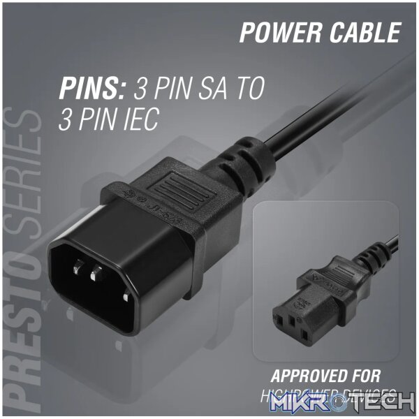 Power Cable 3 pin IEC extension 1.8m, 10A - black - Image 6