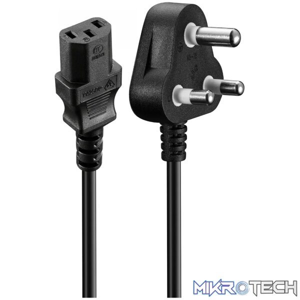 Power Cable 3 pin IEC to Type-M 1.8m 10A - black - Image 7