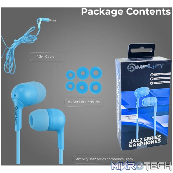 Amplify Jazz series earphones - Blue - Image 7