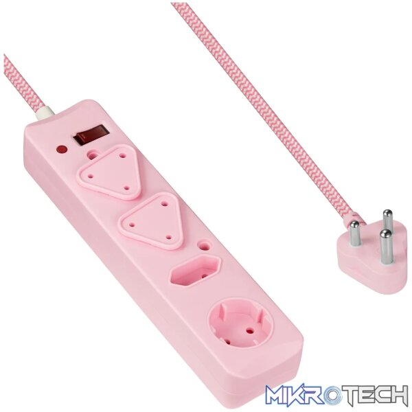 SWITCHED 4 Way Surge Protected Multiplug 3M Pink - Image 6