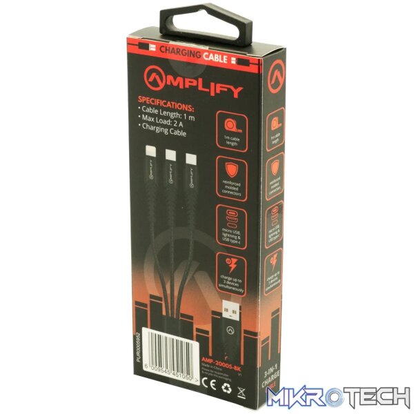 Amplify Linked series 3 in 1 charge cable - black - Image 7