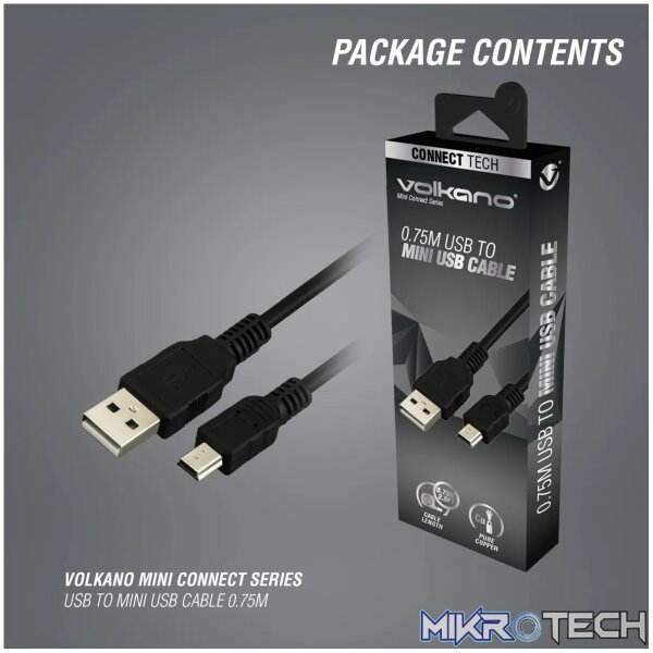 Volkano Mini Connect series USB to Mini USB cable 0.75m - Image 7