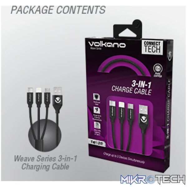 Volkano Weave Series 3 in 1 Charging Cable - Image 7