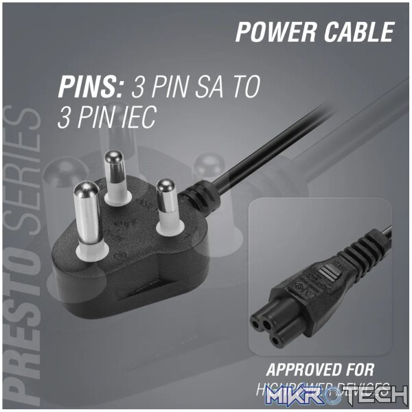Power Cable 3 pin Clover  to Type-M 1.8m 2.5A - black - Image 7