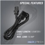 Power Cable 3 pin IEC extension 1.8m, 10A - black - Image 7