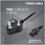 Power Cable 3 pin IEC to Type-M 1.8m 10A - black - Image 8